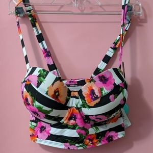 Torrid Floral two piece bathing suit.